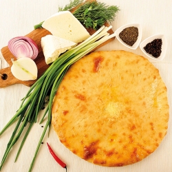 Осетинский пирог с сыром и зеленым луком